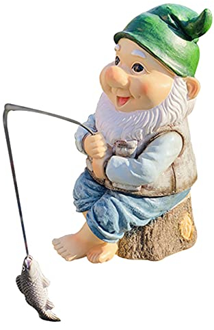 LONG-L Gartenzwerg Angeln Figur - Zwerg Deko Garten Gartenzwerg Figuren Dekoration,Gartenzwerg Ornament, Lustiger Angelgnom Frecher Gartenzwerg Für Rasenschmuck