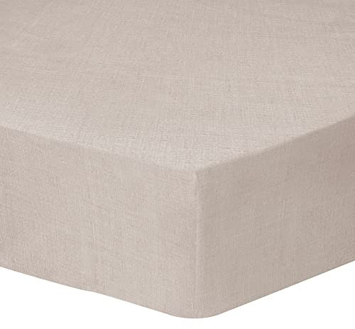 MATT & ROSE Drap Housse 140x190/200 cm Uni Lin LAVÉ | 100% Lin Lavé | Oeko-TEX | 140g/m² | Naturel