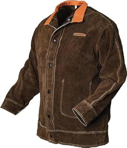 YESWELDER Leather Welding Jacket, Unisex Heavy Duty Welder Coat
