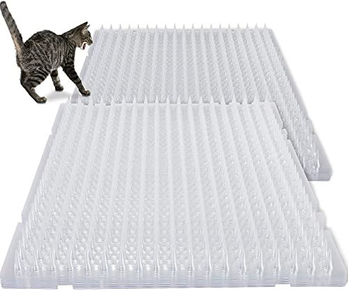 Nuanchu 12 Pieces Cat Deterrent Mat Stool Dog Cat Repellent Mat Cat Repellent Mat with Spikes Keep Dogs off Counter Anti Pet for Outdoor Indoor Plants Garden Sofa Window(16 x 13 Inches,Clear)