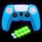 HLRAO Blau Controller Skin Silikon Grip Glow in The Dark Schutzhülle Kompatibel mit PS5/Slim/Pro Controller + 8 FPS PRO Daumengriffe und 2 süßen Katzenpfoten-Daumengriffkappen.