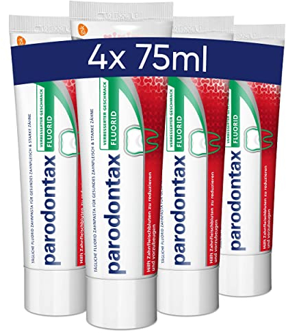 Parodontax Fluorid Zahnpasta, 4x75ml, hilft Zahnfleischbluten zu reduzieren und vorzubeugen