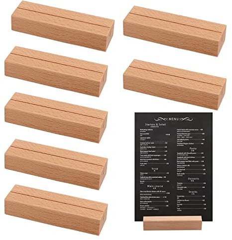 YiliYa 8 Stücke Holz Kartenhalter, Tischkartenhalter, Namesschild Fotohalter, für Restaurants, Hochzeiten, Bankette und Partys Fotoständer(10 * 3 * 2 cm)