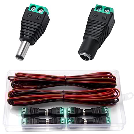 VooGenzek 10m 22AWG Filo 2 Conduttore Parallelo, Connettore DC Attacco Maschio Femmina, Rosso e Nero Filo di Gomma, Fili Elettrici, Cavo Elettrico di Prolunga a Trefoli