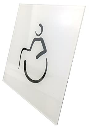 notlok Safety Work Plaque WC de Porte pour Toilettes Hommes, Femmes ou Handicapés, Sticker Pictogramme pour Portes et Mur, Verre, Acrylique, Brillant de 2 mm + Bande Adhésive pour le Montage, 12x12cm