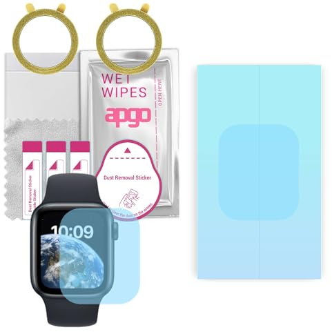 apgo 2 Stück HD HQ FLEX Schutzfolie kompatibel mit Apple Watch SE 2022 (44mm) Smartwatch, Hydrogel Displayschutzfolie mit abgerundeten Rändern, Displayfolie zum gesamten Bildschirm