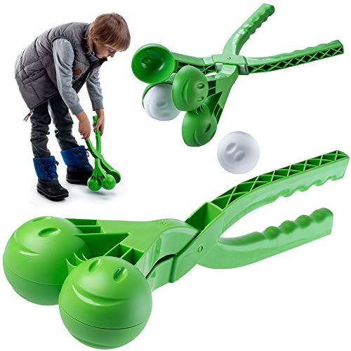 KADAX Schneeballformer, Schneeballzange aus robustem Kunststoff, 38x16x9cm Schneeball Spielzeug für unvergessliche Wintertage, Schneeball Maker (Grün)