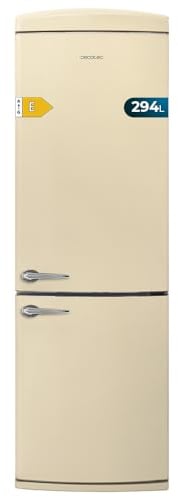 Cecotec Frigorífico Combi 2 Puertas Retro de 294 L Bolero CoolMarket Combi Origin 294 Beige E. Altura 190 cm y 60 de Ancho, Total No Frost, Multi Cooling, Ultra Fresh, Convertible Box, Beige