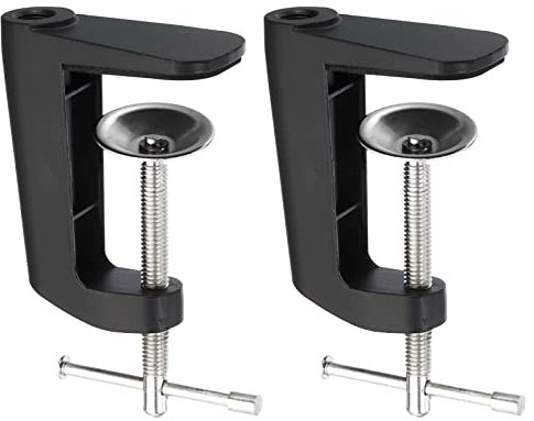 PATIKIL Adjustable Replacement Clamp for Lamps, 2 Pack Universal Adjustable C Shape Desk Table Mount Clamp for Microphone Arm Desk Lamps Stand, Black