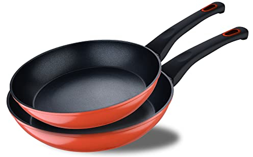 BERGNER Classique | Juego de 2 Sartenes de 20 y 24 cm de Diametro | Fabricadas de Aluminio Forjado | Apta para todo tipo de Cocinas | Menaje de Cocina | Rojo