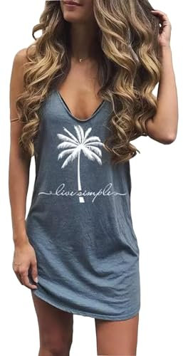 VKEGNIO Amerikanische Flagge Minikleid Damen 4. Juli Geometrisches Tankkleid USA Flagge Patriotisches ärmelloses Kleid Sommer Sommerkleid, Dunkelblau, XX-Large