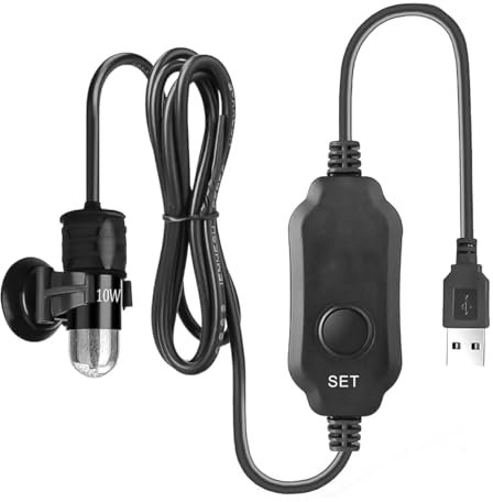 Hsthe Sea USB Powered Submersible Aquarium Heater Fish Tank Heater 10W External Temperature Controller LED Display for 2-3L Fish Tank