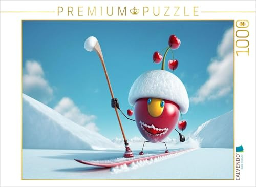 CALVENDO Puzzle Eine Kirsche beim Wintersport | Lege-Größe cm Foto-Puzzle für glückliche Stunden