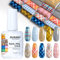 BURANO Transferfolie Nägel Nagelfolien, Nail Art Foil Kleber Folienkleber mit 10PCS Foliensticker,Transferfolie Nagelsticker 15ml 1 Flaschen Nail Art Klebetransfer (Tartan Foil 13)