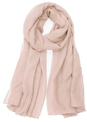 Van Der Rich ® - Pailletten Schal Weiches Halstuch - Damen (Nude, One Size)