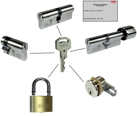 BKS Schließanlage mit Sicherungskarte | System Nuvius SLX | Profilzylinder | Halbzylinder | Knaufzylinder | gleichschließend frei kombinierbar (Doppelzylinder, Doppelzylinder A=40, B=60)