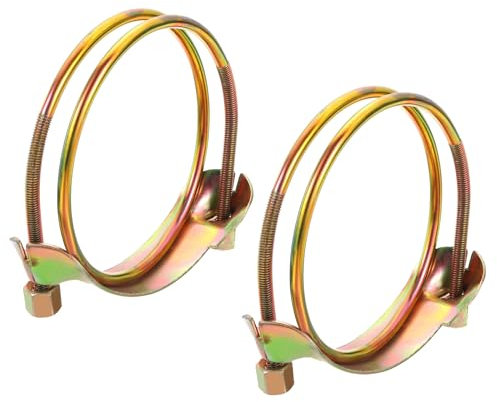 sourcing map 2Pcs Hose Clamps Double Steel Wire Water Pipe Clamp Adjustable Range 120-130mm Zinc Plated Clamp for Wire Hose Clamp