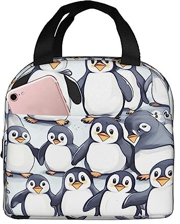 Bolsa de almuerzo reutilizable con aislamiento, diseño de pingüinos bebé, para picnic, oficina, trabajo