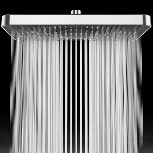 Regenduschkopf Duschkopf Regendusche Quadratische Watersaving YUANNY Kopfbrause mit Anti-Kalk-Düsen Verstellbarer Einbauduschköpfe Bad Groß Überkopfbrause Eckig,35X22 cm, A202HS