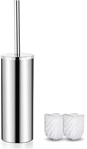 FIISAYL Escobillas de Baño Escobilla WC Escobillero Baño Toilet Brush Piacaba Casa de Banho con Mango y Base de Acero Inoxidable, Plata