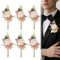 DELORIGIN 6 bouquet da uomo con fiore all'occhiello per matrimonio, con 6 maniche in plastica, fatto a mano, per matrimonio, sposo, testimone, anniversario, cerimonia, festa, ballo di fine anno