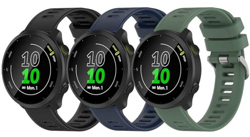 Garmcool 3 Pezzi 20mm Cinturino Compatibile con Garmin Forerunner 55/ Venu Sq/Venu Sq Music/Venu 2 Plus/Venu/Venu Sq 2/ Venu Sq 2 Music Cinturino Nero Blu Navy Verde Sportivo