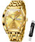OLEVS Herrenuhr Quadrat Geschäft Diamant Analog Quarz Datum Luxus Männer Uhr Gold Zifferblatt Edelstahl Wasserdicht leuchtende Zwei Ton Armbanduhr