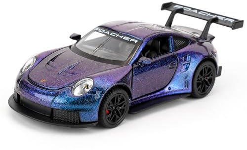 imtfzct 1/32 GT3RS Modellauto, Leichtmetallfahrzeug mit Pull Back Funktion, Kinderspielzeugauto mit Licht und Sound, Spielzeugauto, das die Tür öffnen kann, Geschenk für Kinder (violett)