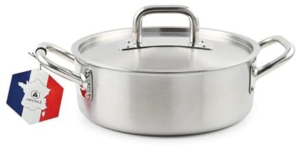 LAGUIOLE, Faitout triplex 28 x 11 cm Triplex Acier inoxydable 304/aluminum/430, capacité 6 litres, compatible tous feux dont induction, nettoyage facile, couleur argenté