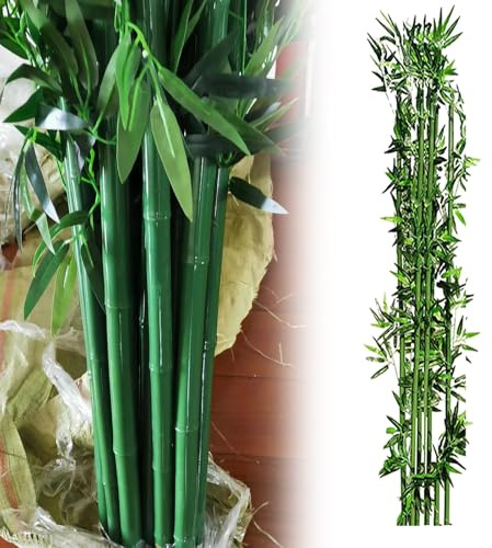 Fake Bamboo Pole 3 Ft 4 Foot 5 Ft 6 Foot Tall, Large Artificial Bamboo Plants Trees DIY Decor for Garden Fence Privacy Screen Courtyard Entrance, Plastic Bamboo Tree(5 pack,1.5m(5ft 59in)Tall)