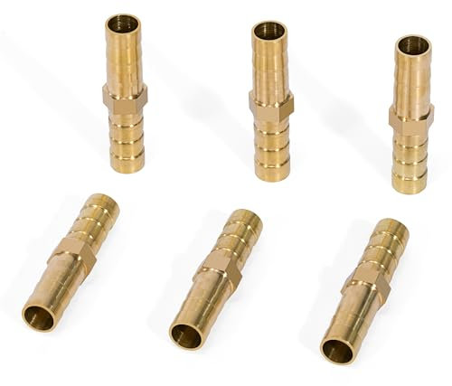 6 Pièces Raccords de Tuyau d'air Comprimé en Laiton de 8mm, 1 en Forme, Connecteur de Tuyau de Carburant, Connecteur Barbelé pour Carburant, Air, Eau, Gazole