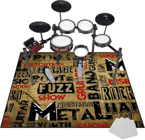 Drum Teppich - Trommelmatte - rutschfeste Trommel Teppiche 160 x 140 cm - Schallschutzmatte rutschfeste Music Carpet Innen und Außen - Akustik Elektrisches Schlagzeug Teppich für Studio - Wohnung