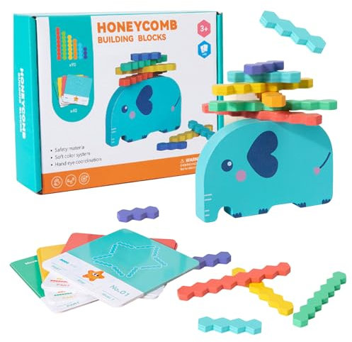 LETTERASHQP Elephant Stapelturm Baby Balance Toy Stapelturm Holz Stacking Game Stapelspiel Sortierspiel Steckspiel Holz Stapelspielzeug Motorikspielzeug Geschenk für Kinder Reisen Park Freien Zuhause