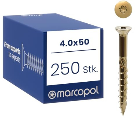 Marcopol Holzschrauben mit Senkkopf 4 x 50 mm 250 Stück TX20