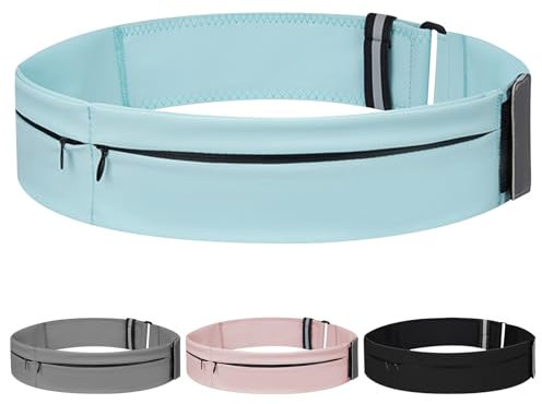 Running Belt for Women and Men Lightweight Running Waist Belt with Water Bottle Pocket, Multi-Pocket Phone Holder Running Pouch (1, Blue, Medium-23.6 - 33.5)