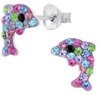 Delfin Kristall Ohrringe 925 Silber