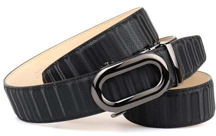 Anthoni Crown Automatik Gürtel Damen, samtig fühlendes Leder in 3D-Optik, Breite 3,5 cm, Schnalle in Schwarz-Metallic, exklusives Fashion-Accessoire, Modell 30L3D10