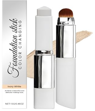 Cover Cream Stick V, Chartming Color Changing Foundation Stick White Foundation Stick, Full to Medium Coverage Base Makeup, for All Skin Types,with Brush Head (13g Ivory White)