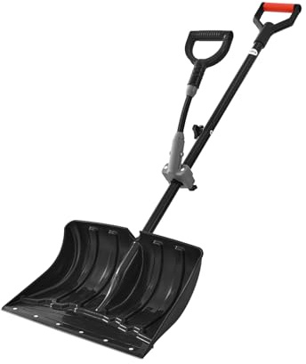 VEVOR Pala de Nieve Cabeza de Plástico Ancho de 45,5 cm, Pala Quitanieves con Mango Auxiliar en Forma de D, Portátil y Ligera, para Quitar Nieve de Jardín, Coche, Camping, Entrada de Vehículos, Negro