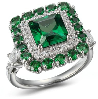 Whoiy Trauringe 950 Gold, Verlobungsring Echtgold mit Erstellter Smaragd 1ct Bandringe Platin Groß Damenringe Gr. 65 (20.7)