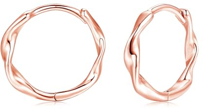 Cangall Creolen Silber 925 Klein, 925 Sterling Silber Twisted Ocean Wave Creolen mit Cubic Zirkonia, Minimalistische Huggie-Ohrringe, CZ Leichte Schlafen Knorpel Silber Ohrringe Kreolen für Damen