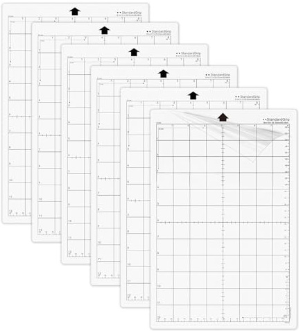 6 Stück Plotter Zubehör Schneidematte 35.5x22 cm transparente selbstklebende Matte aus Kunststoff mit Präzisionsmessgitter ideal als Plotter Silhouette Zubehör für Schneidplotter und Bastelmaschinen