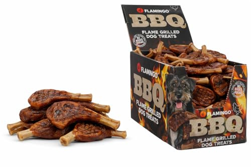 Hundeleckerli - Leckerli Hund - Flamingo BBQ Kotelett mit Huhn XS - 8 x 3 x 1 cm - 2 kg Display - proteinreich - glutenfrei - getreidefrei - ohne Zuckerzusatz
