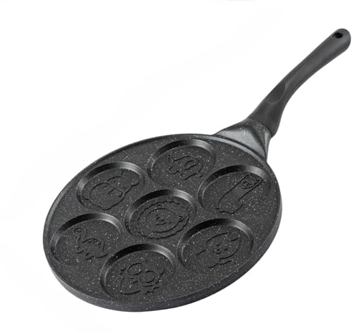 Tudegy Non-Stick Pancake Pan,Animal Mini Pancake Pan with 7 Unique Mold,Nonstick Pan Cake Maker,for Perfect Individual Pancakes, Frying Eggs (Animal)