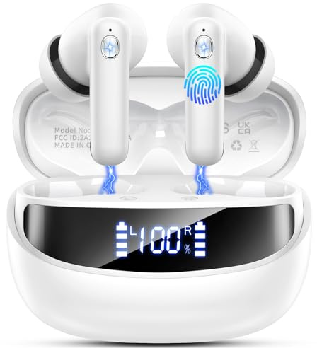 2026 Auriculares Inalámbricos Bluetooth, Auriculares Bluetooth 5.4, 50H Cascos Inalambricos Bluetooth con 4 ENC Reducción de Ruido, Cascos Inalambricos Bluetooth IP7 Impermeable, Carga Rápida USB-C