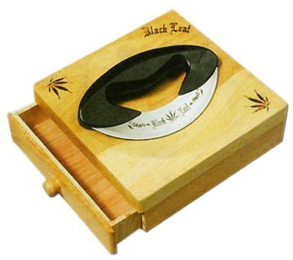 Black Leaf Set Juego Tabla de Madera con Cajón y Cuchillo