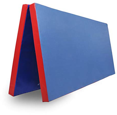 Klappbare Turnmatte – verschiedene Farben & Größen – RG 22 kg/m³ – faltbare Matte für Gymnastik, Kinderturnen & Training – weiche Bodenmatte mit Tragegriffen (Blau - Rot, 200 x 200 x 6 cm)