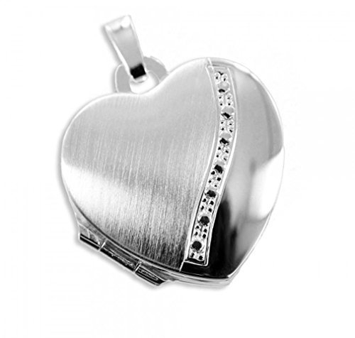 HausderHerzen.de Herz Medaillon 925 Silber zum öffnen für Bildereinlage/ 2 Foto