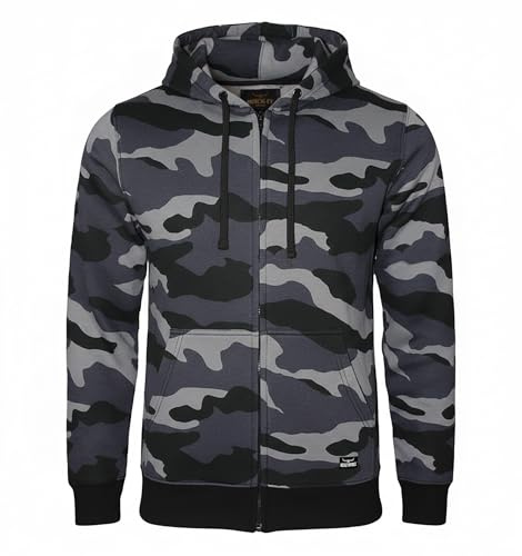 ROCK-IT Apparel Veste à Capuche pour Hommes en Camouflage, Tissu Doux de Haute qualité, Hoodie avec Fermeture à glissière et Capuche [S-5XL] Noir/Gris/Bleu S