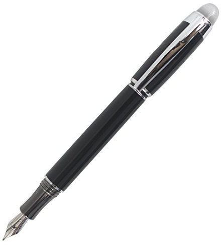 Abcsea Elegant Classic Medium Nib Fountain Pen Crystal Cap, Screw-type Cap - Black
